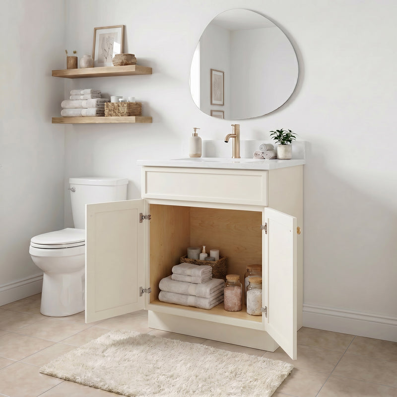 24" Slim Shaker Vanity — Off White