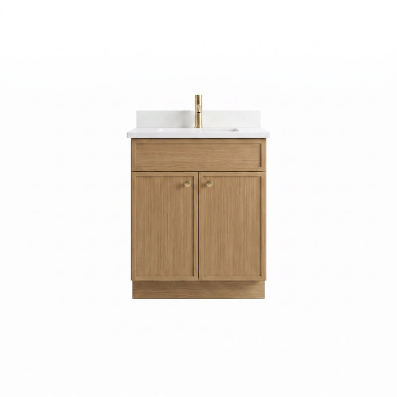 24" Slim Shaker Vanity — White Oak