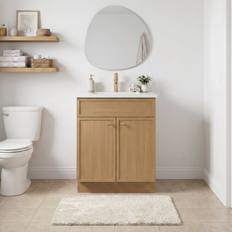 24" Slim Shaker Vanity — White Oak