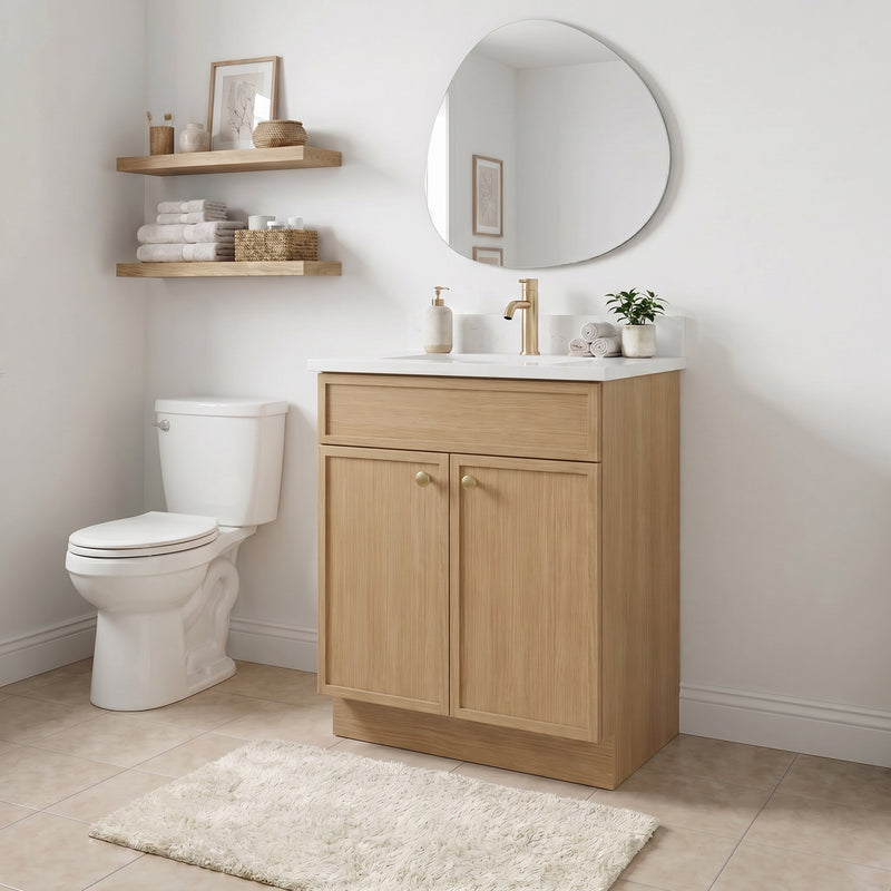 24" Slim Shaker Vanity — White Oak