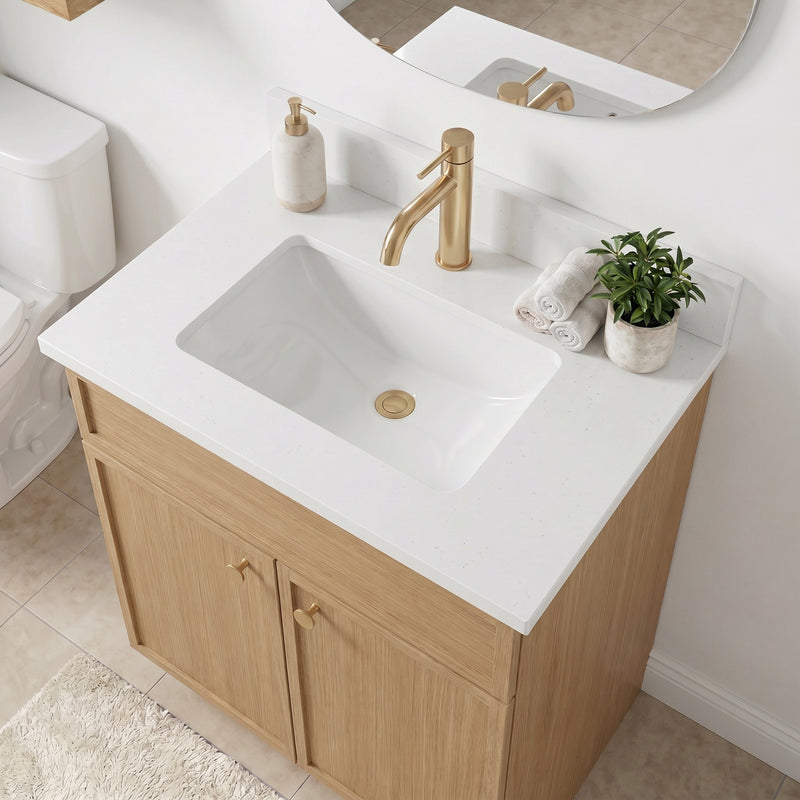 24" Slim Shaker Vanity — White Oak