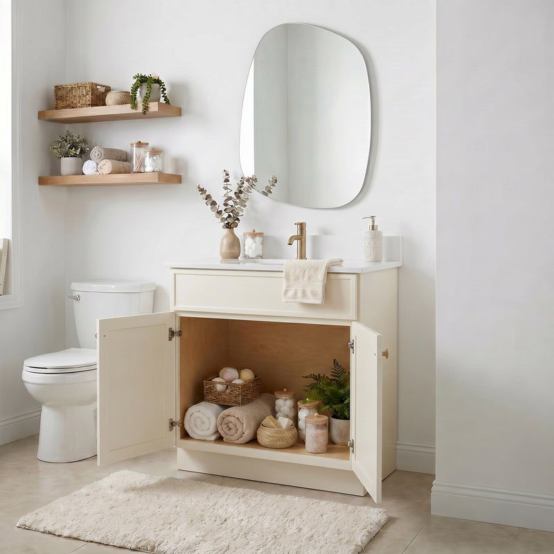 30" Slim Shaker Vanity — Off White