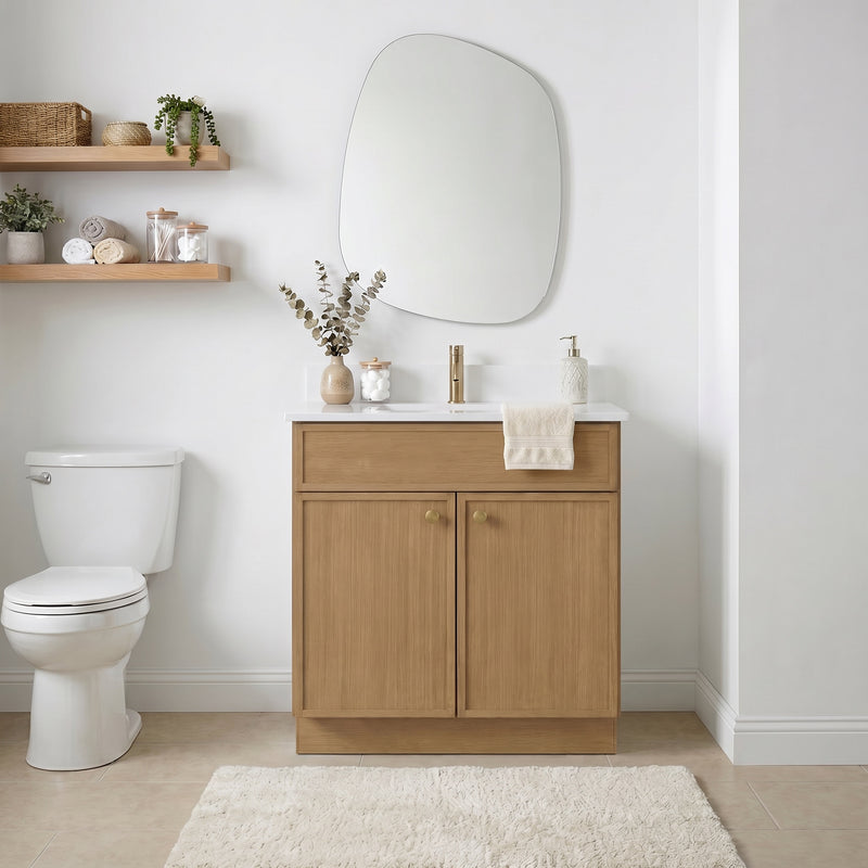 30" Slim Shaker Vanity — White Oak