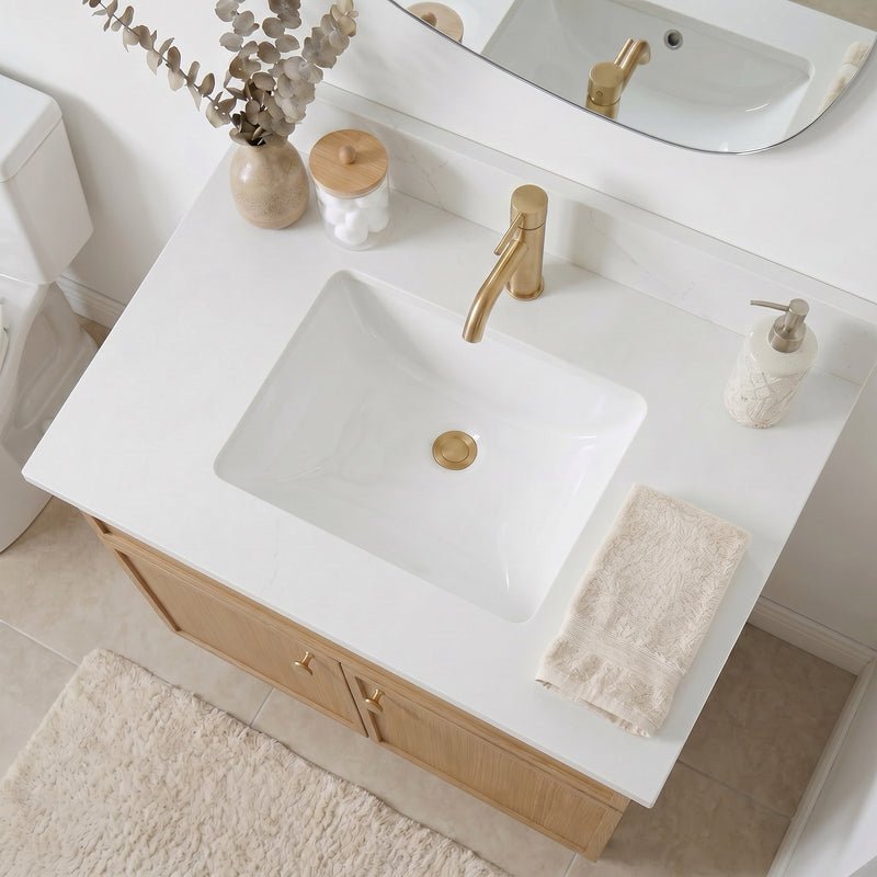 30" Slim Shaker Vanity — White Oak