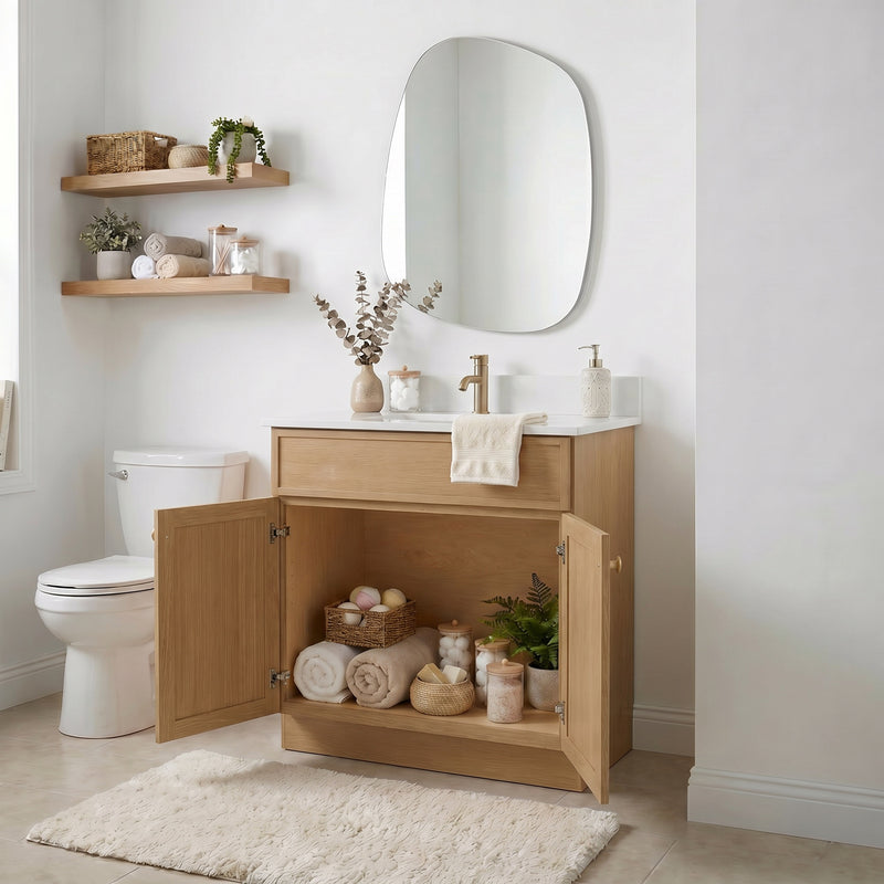 30" Slim Shaker Vanity — White Oak