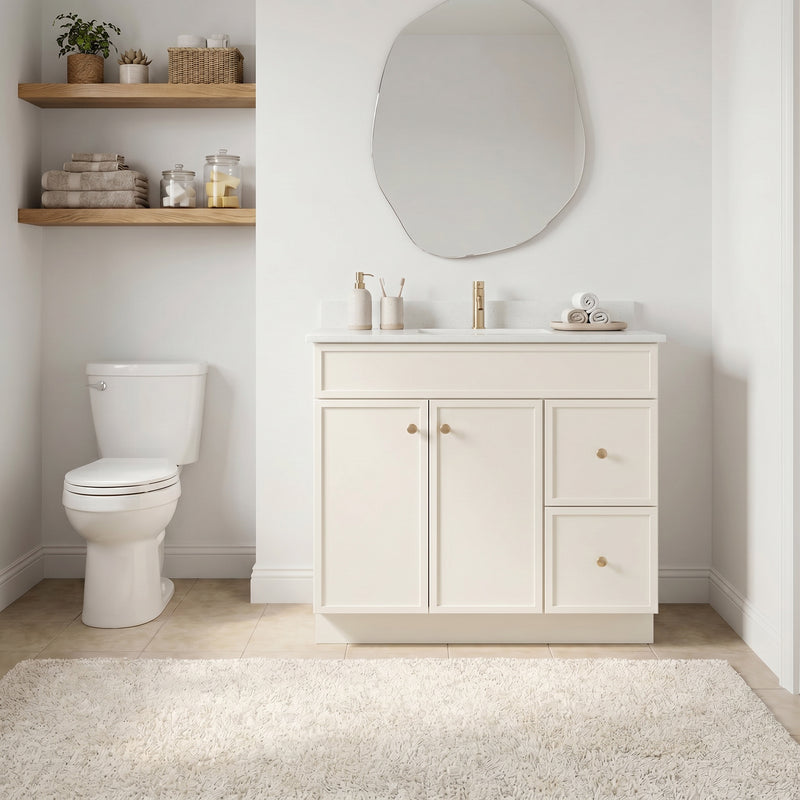 36" Slim Shaker Vanity — Off White