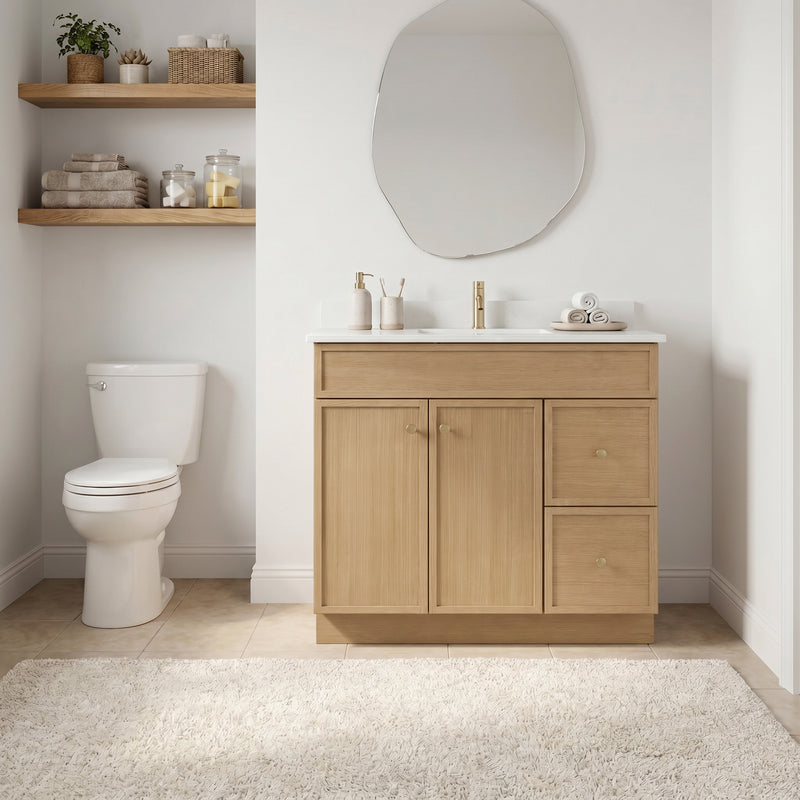 36" Slim Shaker Vanity — White Oak