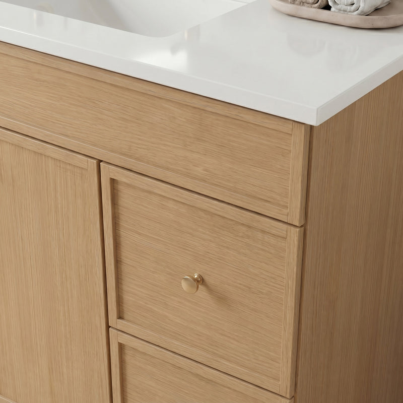 36" Slim Shaker Vanity — White Oak