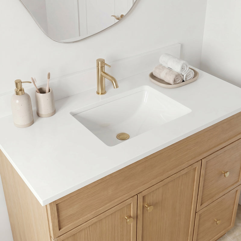 36" Slim Shaker Vanity — White Oak