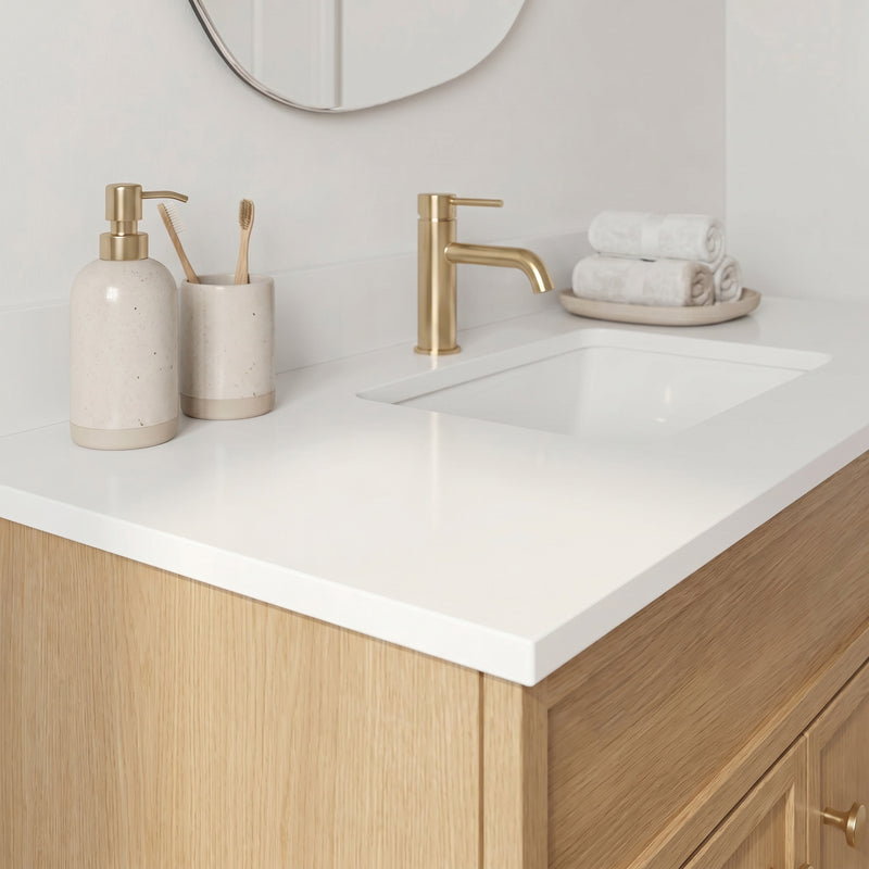 36" Slim Shaker Vanity — White Oak