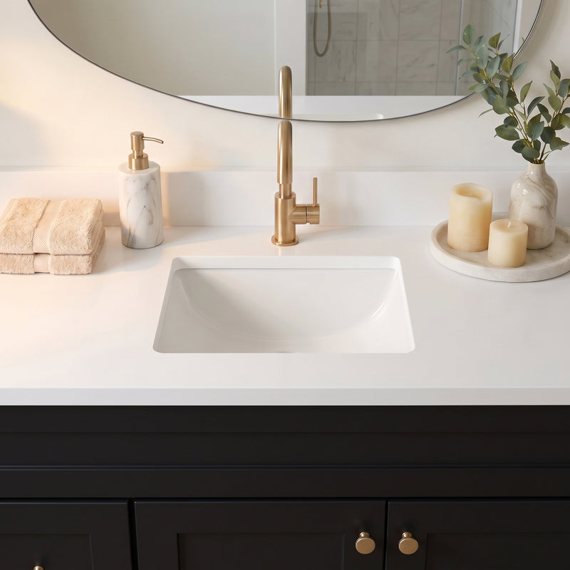 42" Black Shaker Vanity with Pure White Quartz Top