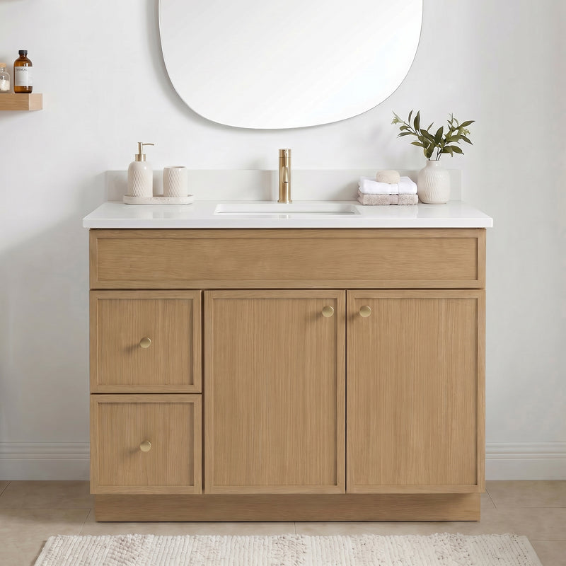 42" Slim Shaker Vanity — White Oak