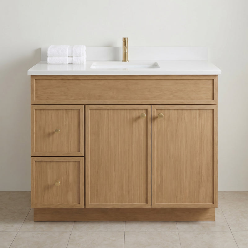 42" Slim Shaker Vanity — White Oak