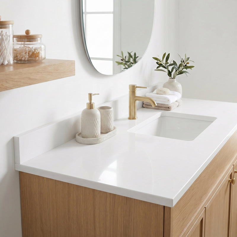 42" Slim Shaker Vanity — White Oak