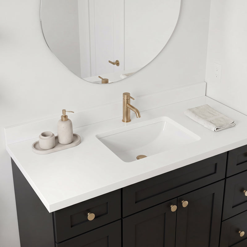 48" Black Shaker Vanity with Pure White Quartz Top