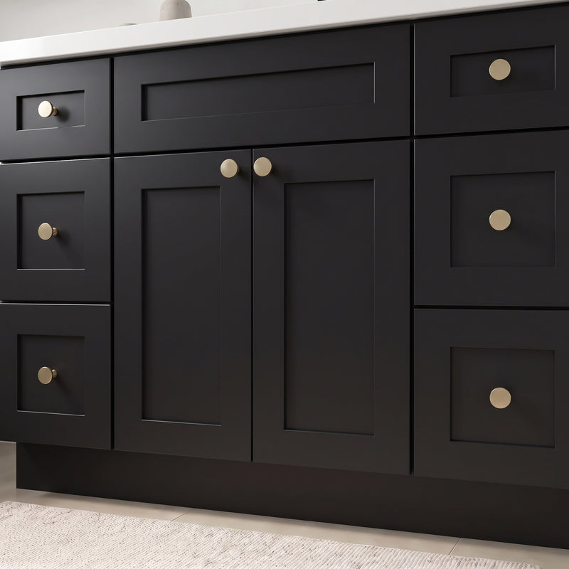 48" Black Shaker Vanity with Pure White Quartz Top