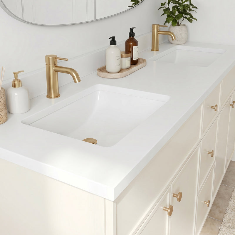 60" Slim Shaker Vanity — Off White, Double Sink