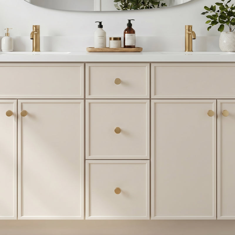 60" Slim Shaker Vanity — Off White, Double Sink