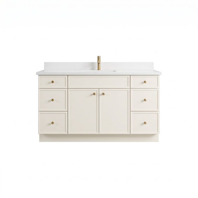 60" Slim Shaker Vanity — Off White, Single Sink