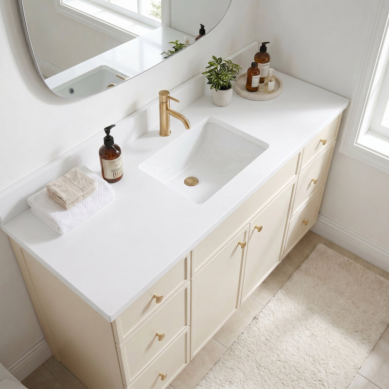 60" Slim Shaker Vanity — Off White, Single Sink