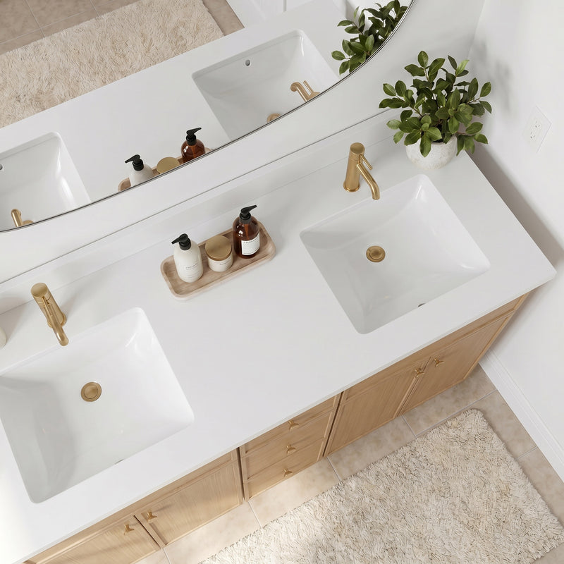 60" Slim Shaker Vanity — White Oak, Double Sink