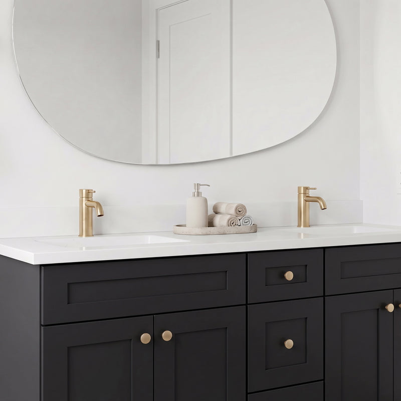 60" Black Shaker Double Vanity with Pure White Quartz Top