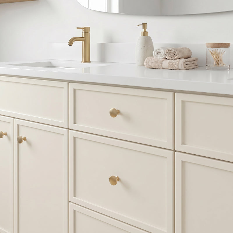 72" Slim Shaker Vanity — Off White, Double Sink