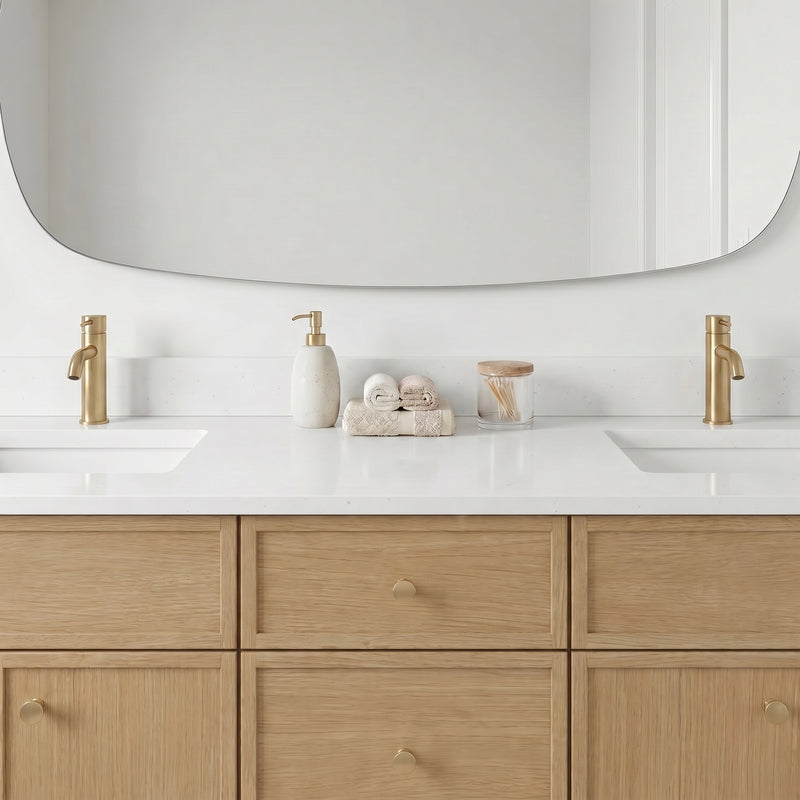 72" Slim Shaker Vanity — White Oak, Double Sink