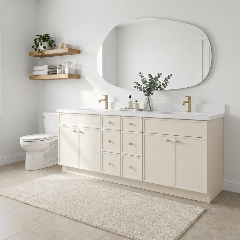 84" Slim Shaker Vanity — Off White, 6 Drawers