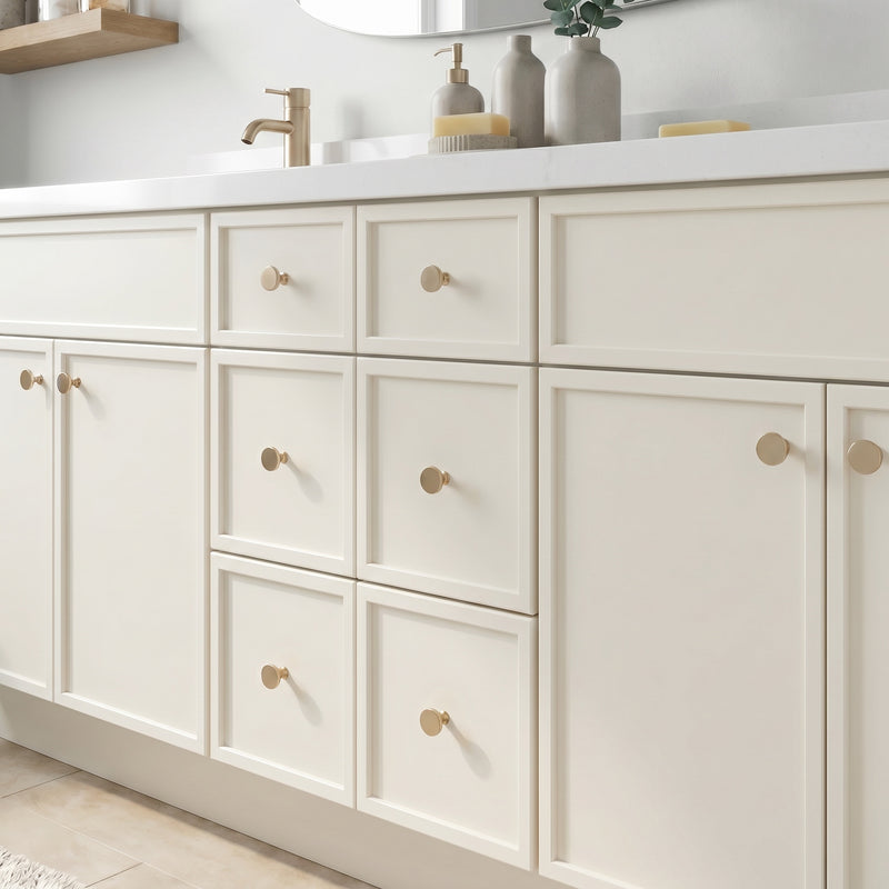 84" Slim Shaker Vanity — Off White, 6 Drawers