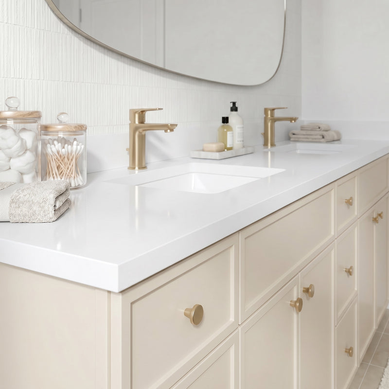 84" Slim Shaker Vanity — Off White, 9 Drawers