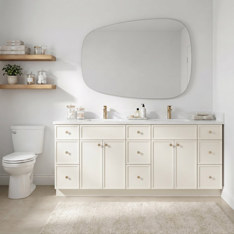 84" Slim Shaker Vanity — Off White, 9 Drawers
