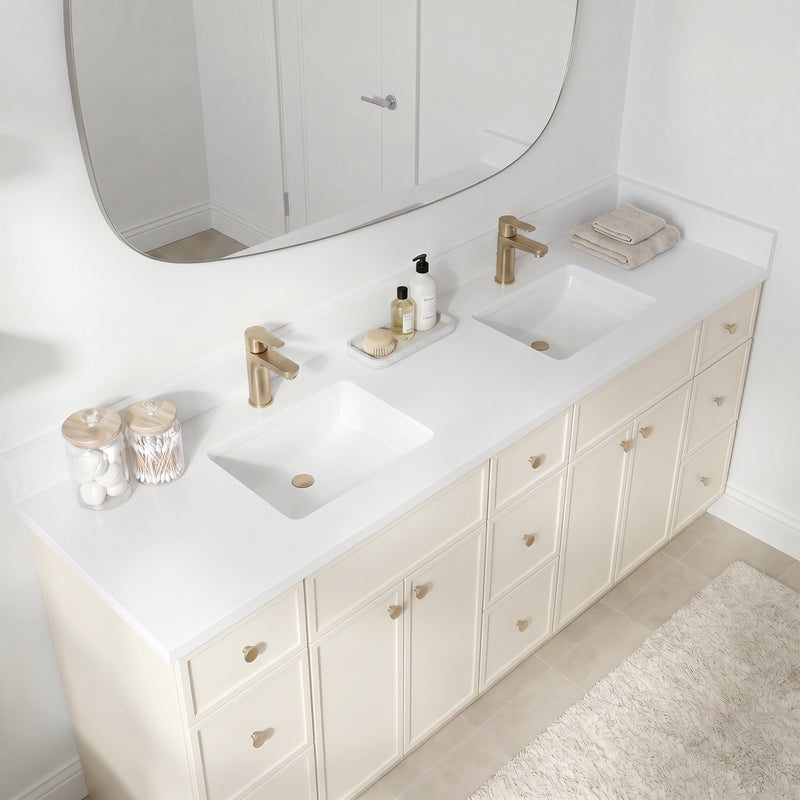 84" Slim Shaker Vanity — Off White, 9 Drawers