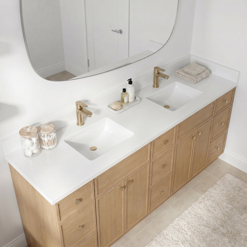 84" Slim Shaker Vanity — White Oak, 9 Drawers