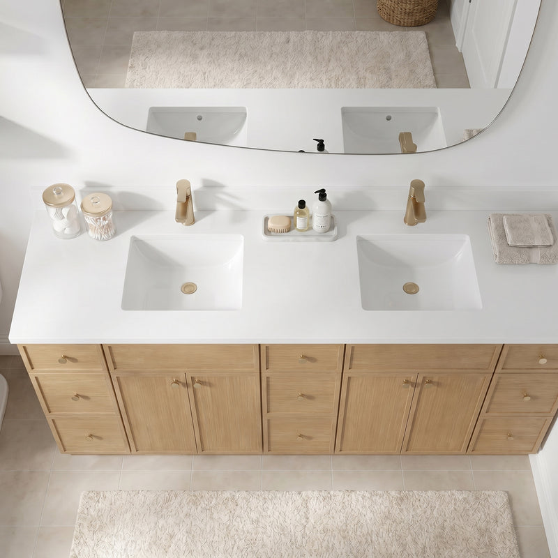84" Slim Shaker Vanity — White Oak, 9 Drawers