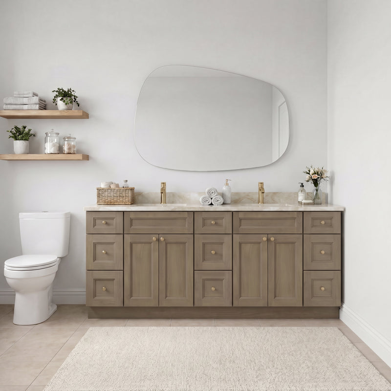 84" Willowdale Vanity — 6 Drawers with Cream Quartzite Top