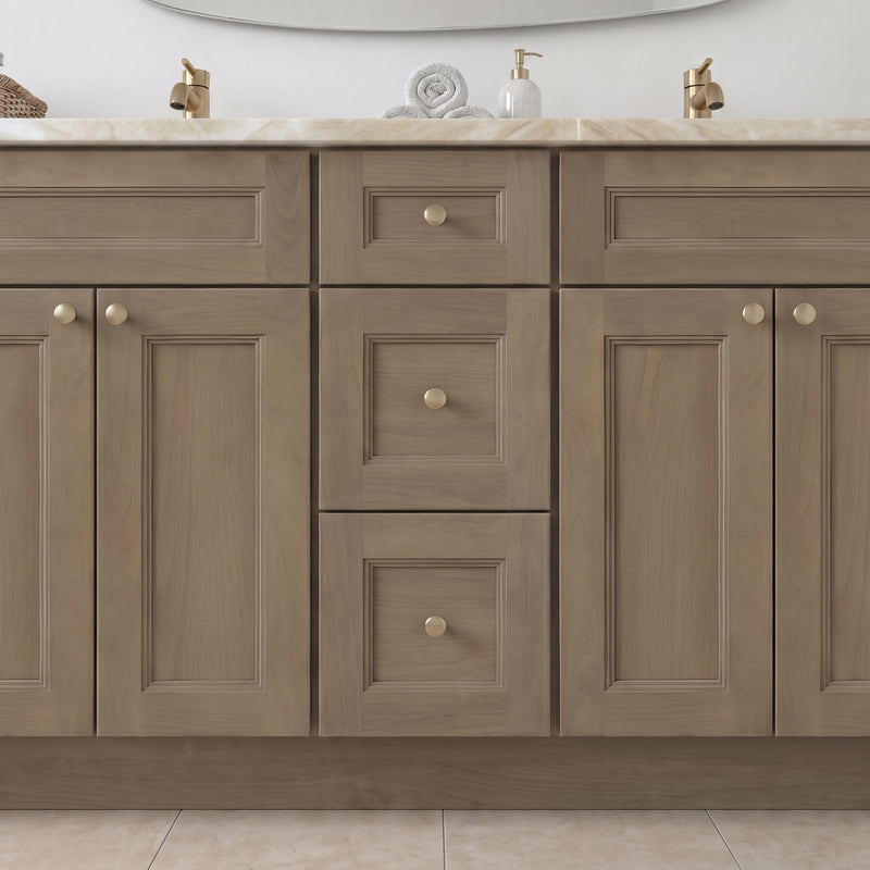 84" Willowdale Vanity — 6 Drawers with Cream Quartzite Top