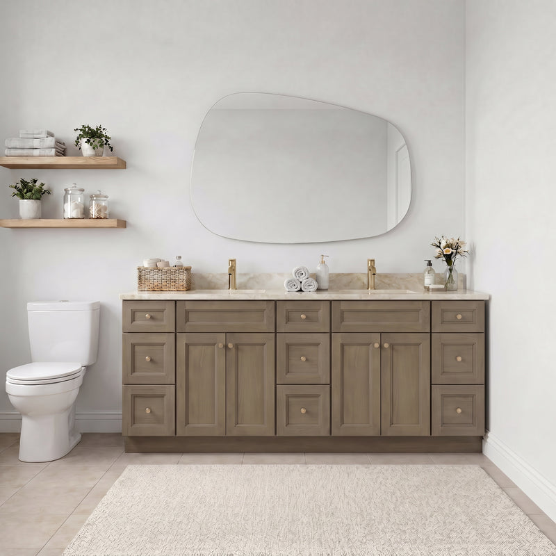 84" Willowdale Vanity — 9 Drawers with Cream Quartzite Top