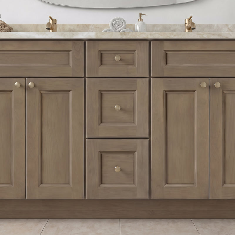 84" Willowdale Vanity — 9 Drawers with Cream Quartzite Top