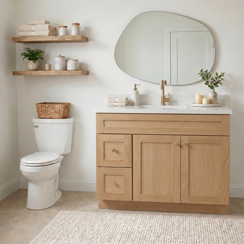 42" White Oak Shaker Vanity – Single Sink