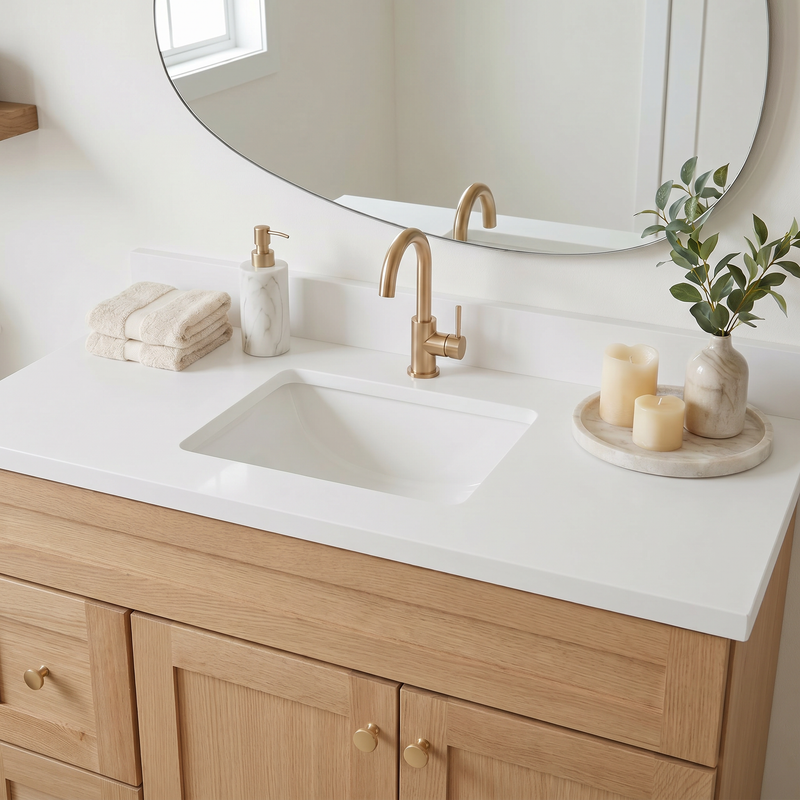 42" White Oak Shaker Vanity – Single Sink