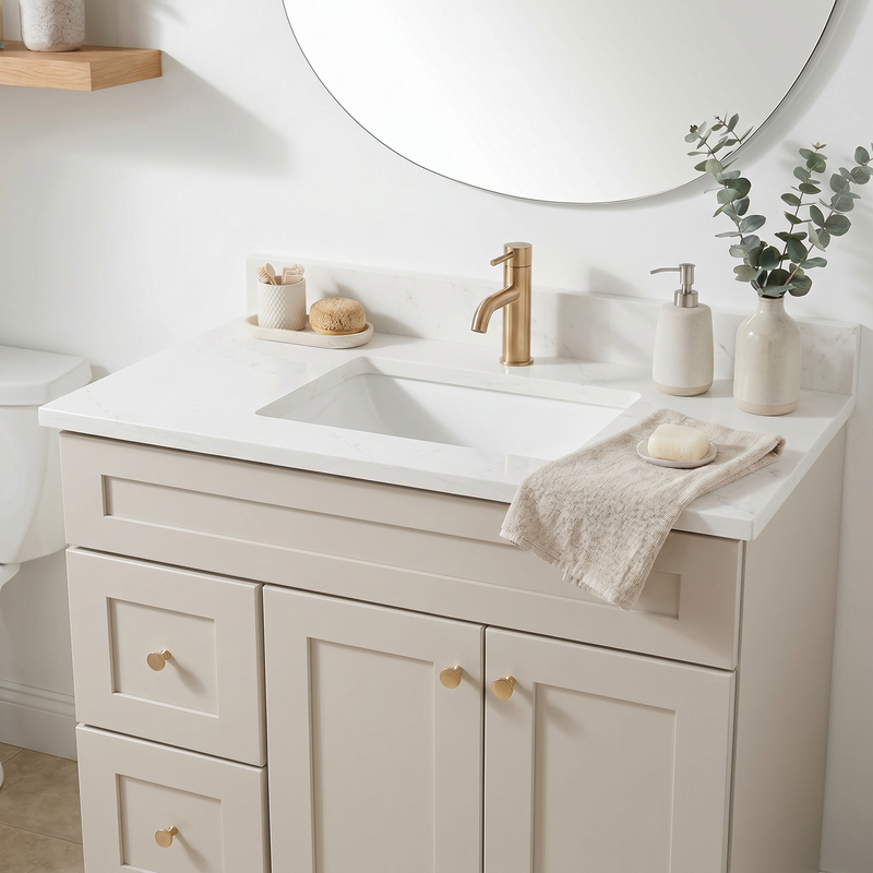 36" Taupe Shaker Vanity – Single Sink