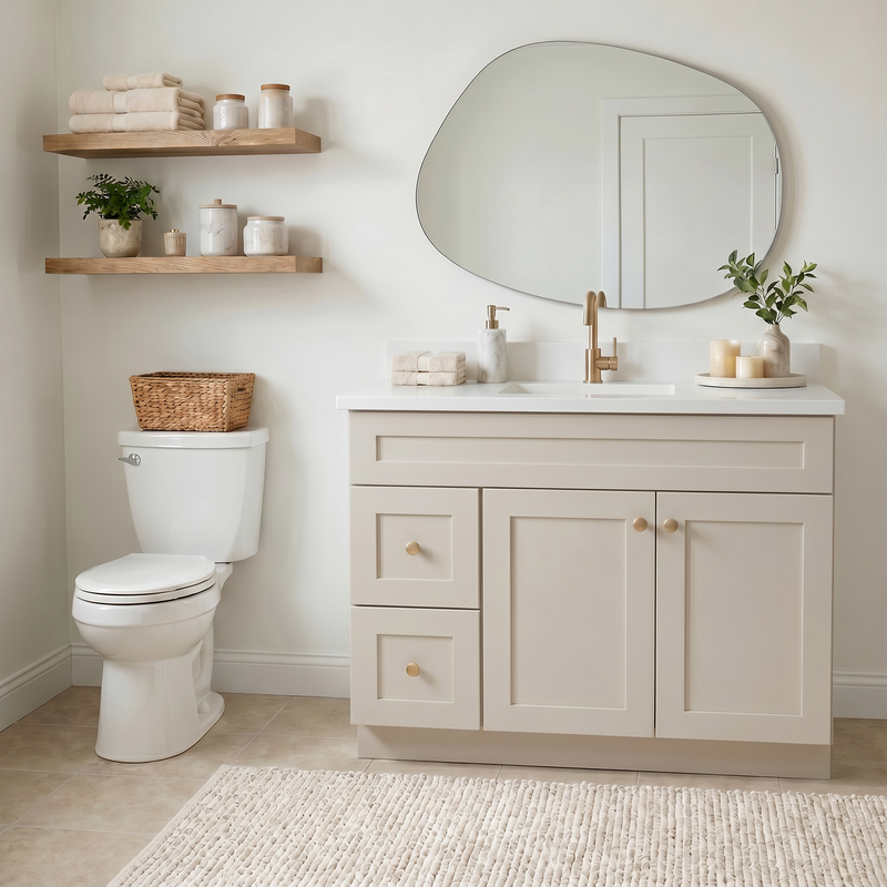 42" Taupe Shaker Vanity – Single Sink