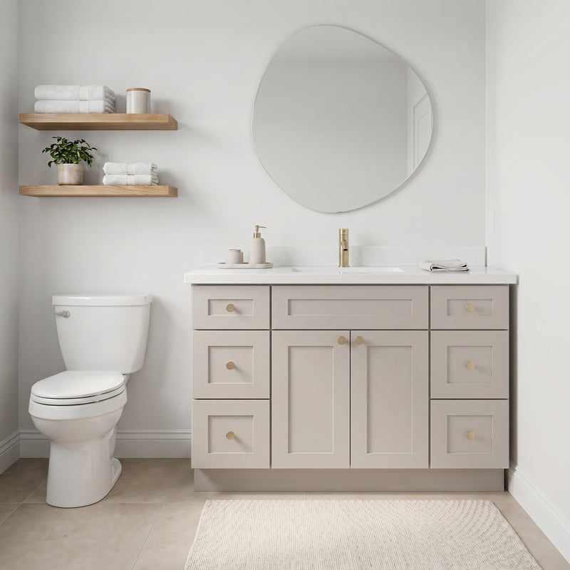 48" Taupe Shaker Vanity – Single Sink