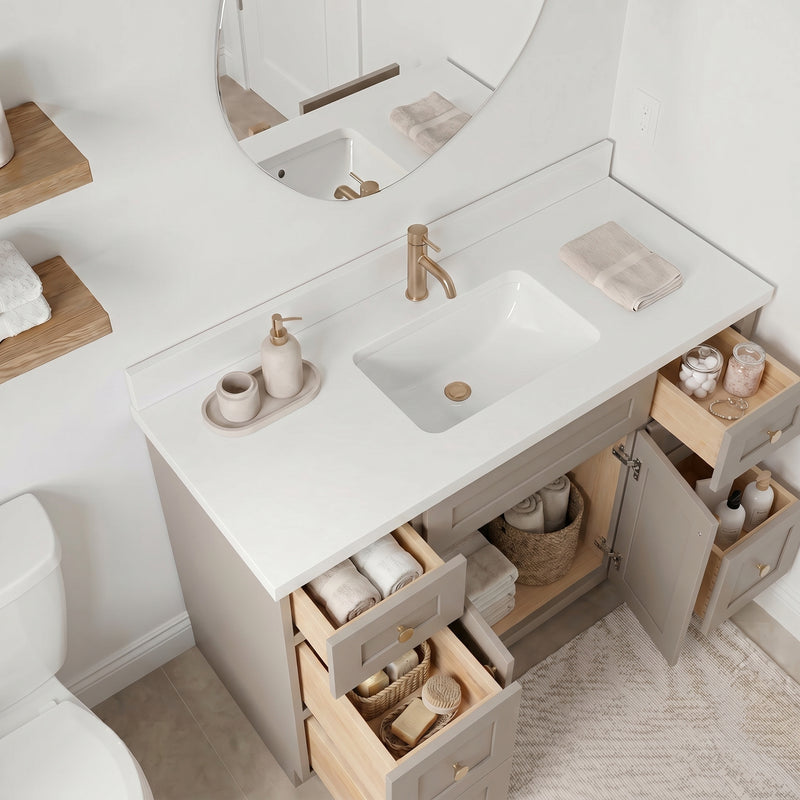 48" Taupe Shaker Vanity – Single Sink
