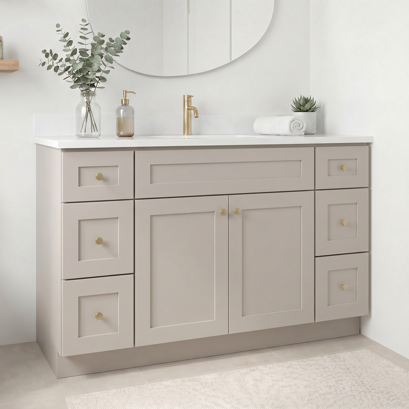 60" Taupe Shaker Vanity – Single Sink