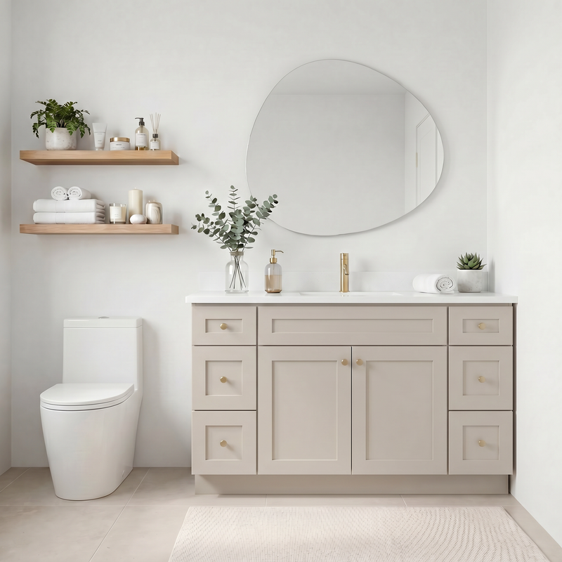 60" Taupe Shaker Vanity – Single Sink