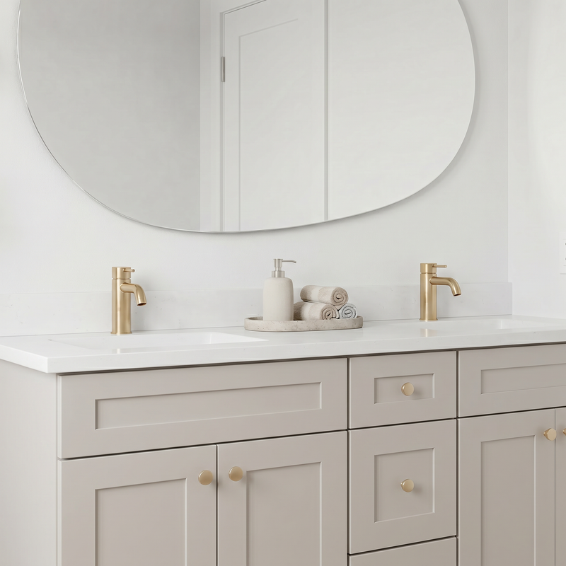 60" Taupe Shaker Vanity – Double Sink