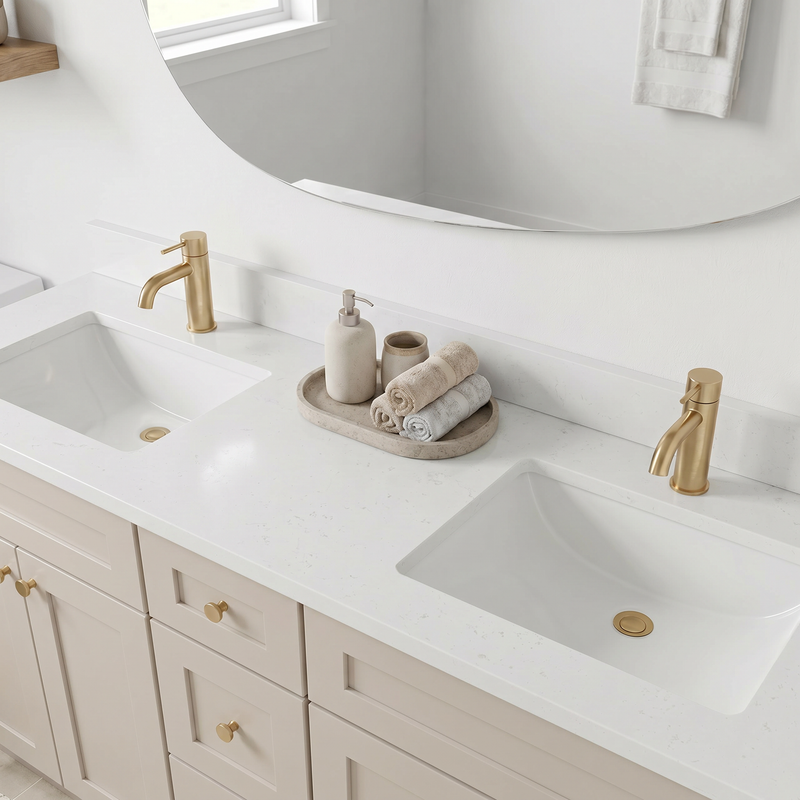 60" Taupe Shaker Vanity – Double Sink