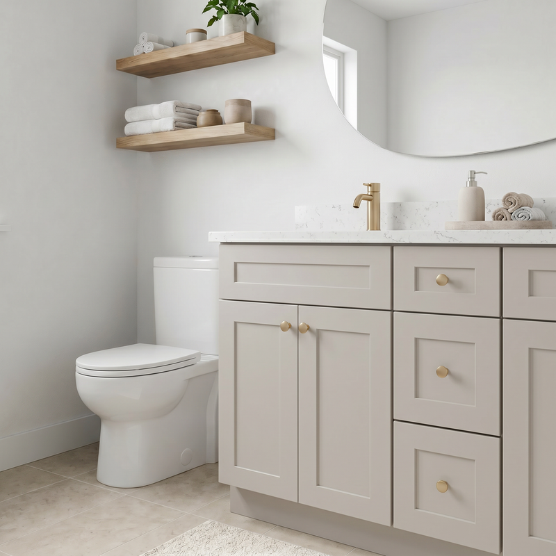 60" Taupe Shaker Vanity – Double Sink